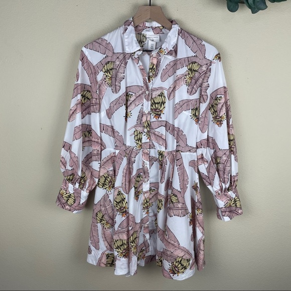 DESMOND & DEMPSEY x H&M Banana Balloon Sleeve Dress size xxs - Picture 2 of 8